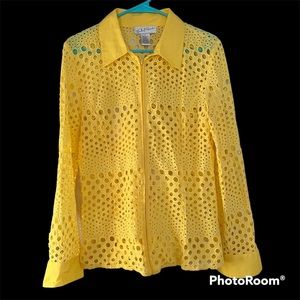 Michael Edward’s Sz L Yellow Zip Blouse Top